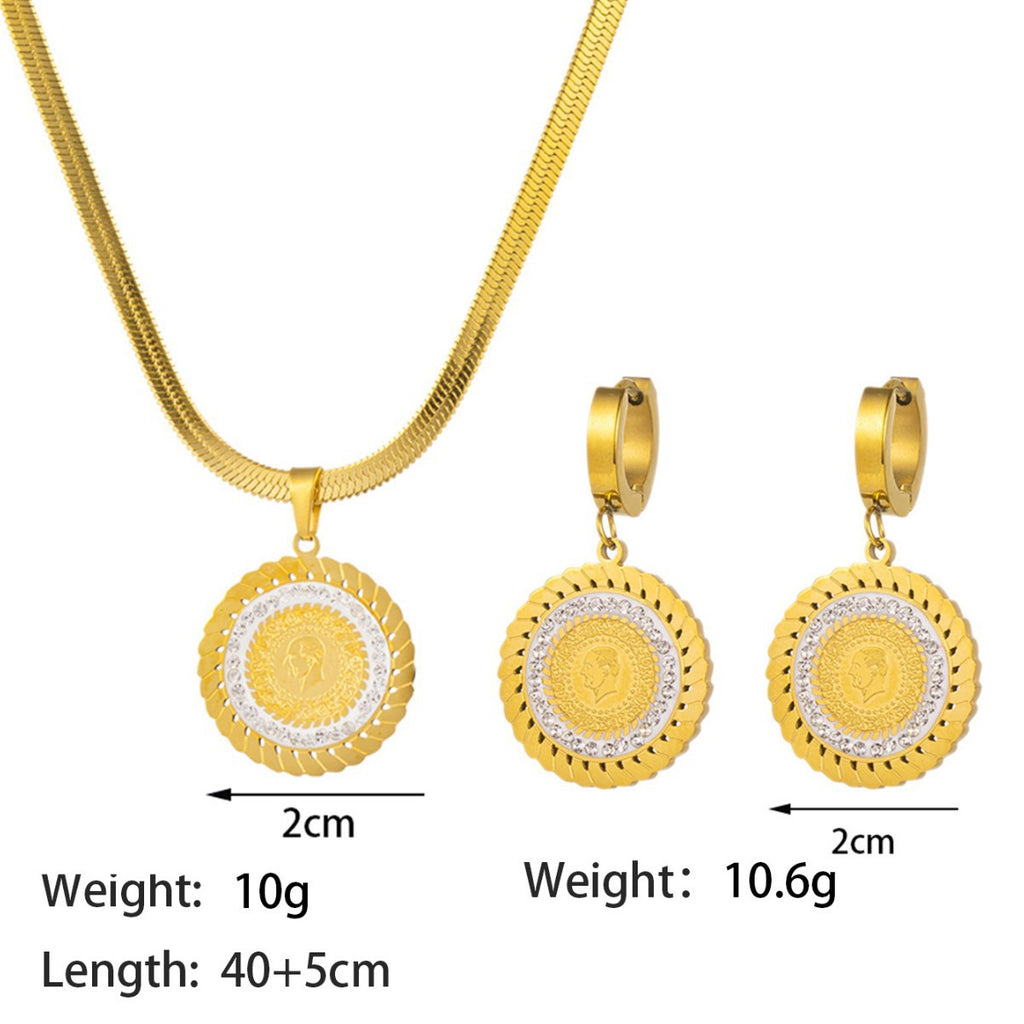 Stainless Steel Necklace Earrings Women'S Jewelry Suit