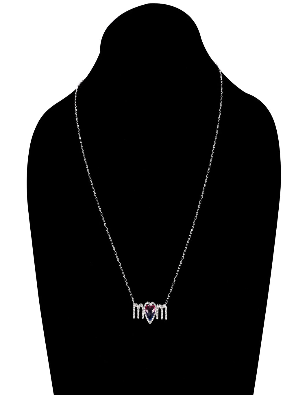 Crystal MOM Pendant & Pave CZ Hoop Earrings Set