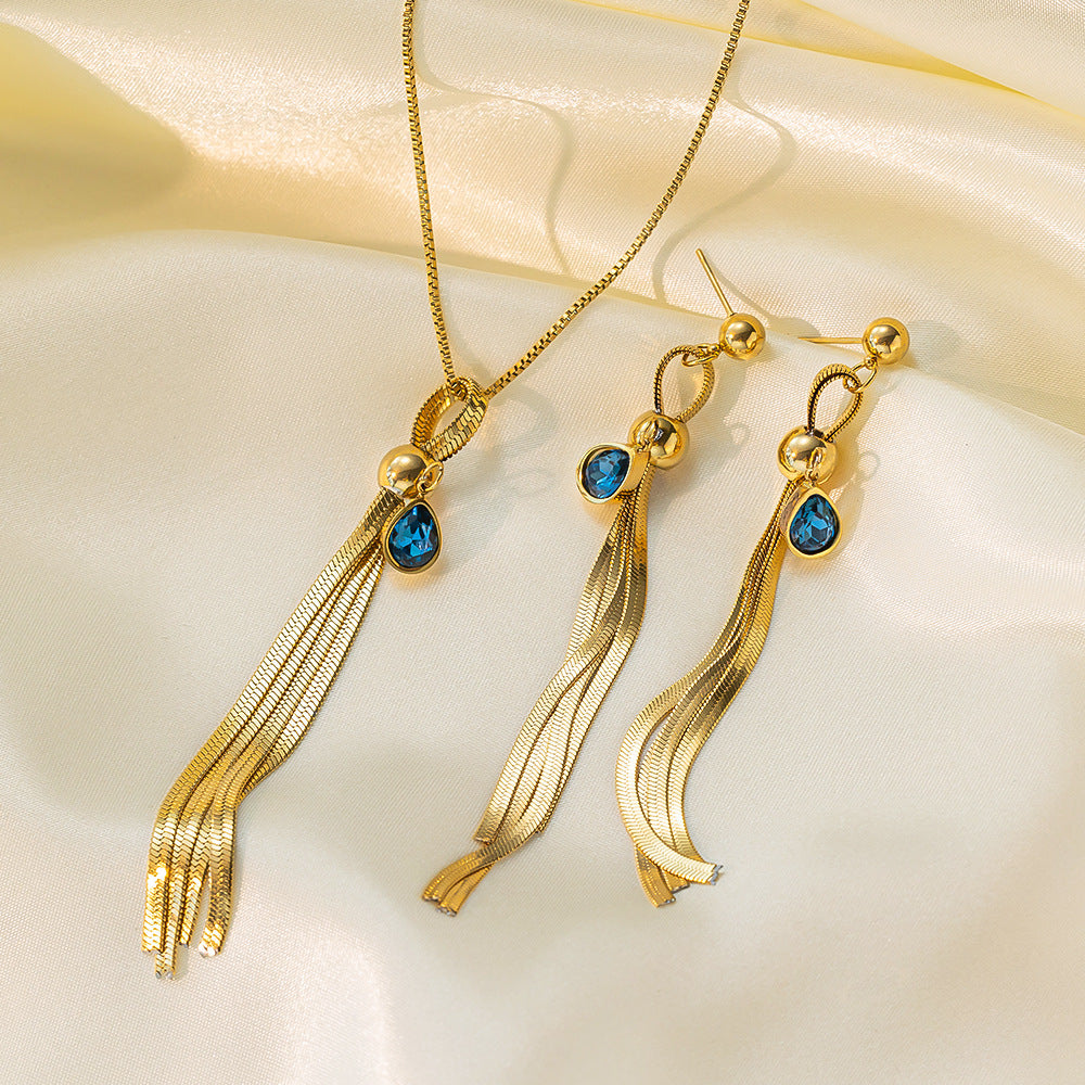 Stainless Steel Necklace Earrings Women'S Jewelry Suit